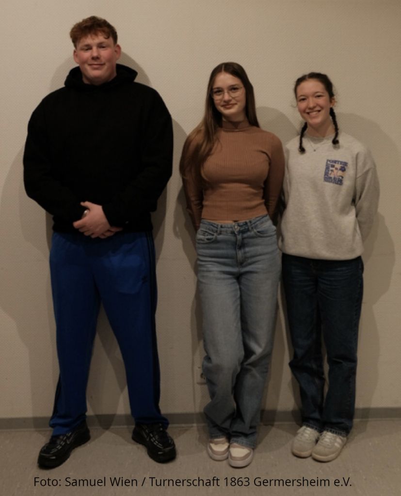 Turnen vlnr: Jan Dalinger, Jessica Grünwald und Emilia Messerschmidt